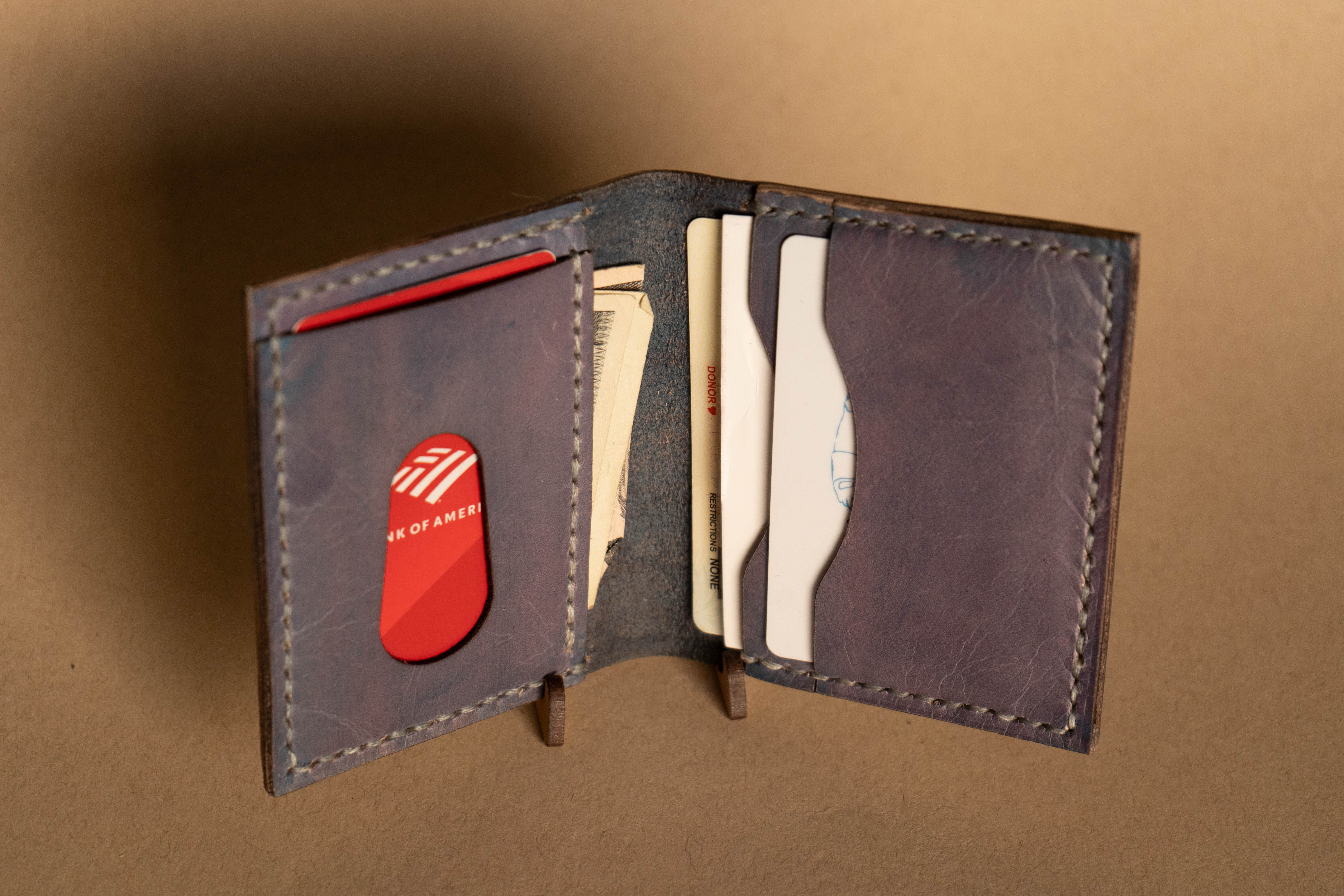 vertical leather card wallet